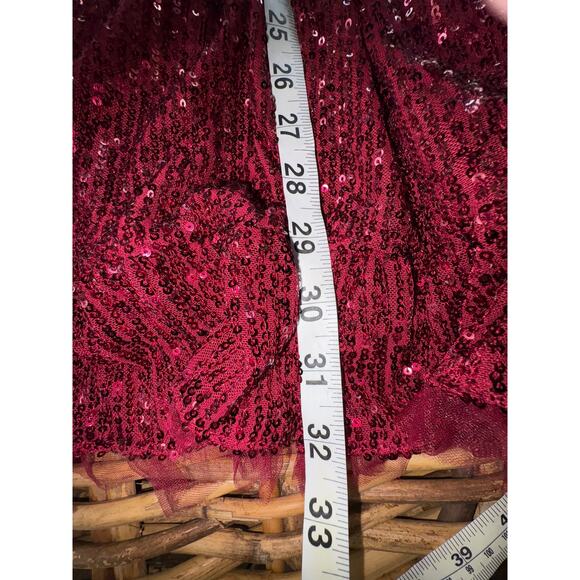 M by MNX Burgundy Sequin Baby Doll Dress - Size Small - Picture 8 of 9